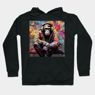 Cool BANKSY DJ Monkey With Headphones Art Hoodie